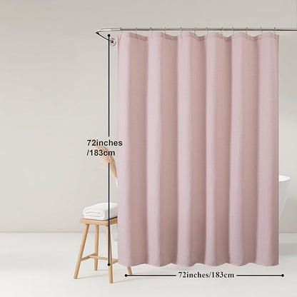 OWENIE Blush Shower Curtain, Waffle Weave Heavy Fabric Shower Curtain for Bathroom, Waterproof Thick 420G/M Textured Soft Elegant Luxury Hotel Spa Bath Curtains, Machine Washable, Blush, 72W x 72L