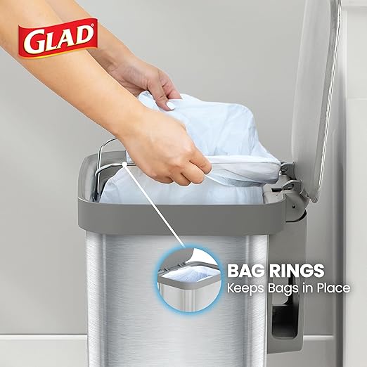 Glad Stainless Steel Step Trash Can, Series 2