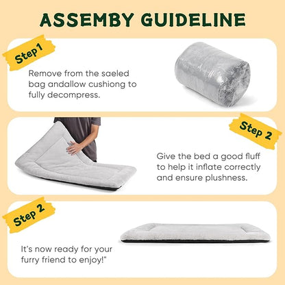 ZENGAOOU Washable Dog Bed for Crate, Ultra Soft Plush Kennel Mat for Medium Large Dogs, Non Slip Cushion for Metal Dog Crates, Indoors or Travel, 36 x 23 Inch, Grey
