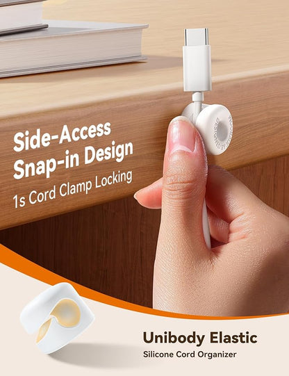 8Pack Cord Organizer JOYROOM Cable Clips [1s Side-Snap Lock] Silicone Cord Holder Cable Management, Adhesive Cord Clips Phone Charger Wire Keeper, Office Workspaces Desk Organization Home Accessories
