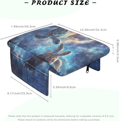 Car Center Console Cover with Pockets, Turtle Sky Easy Clean Car Accessories for Women Men,Car Arm Rest Pad Universal Armrest Protector for Car Truck SUV Van