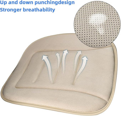 KAYI Car Seat Cushion, Memory Foam Car Seat Cushion, Anti Slip Rubber Bottom Car Seat Cushions for Driving, Suitable for Car and Office Chairs (2 Pack, Cream)
