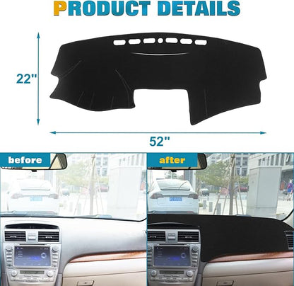 x xotic tech Center Console Dashboard Mat Pre-Cut Non-Slip Sunshield Sun Glare Protector Dash Carpet Pad Black Cover Compatible with Toyota Camry 2007-2011