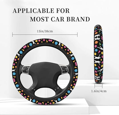 Neoprene Steering Wheel Cover Bullhorns-Pompoms-Cheerleaders Pattern Car Steering Wheel Cover Universal Fit for Most Cars
