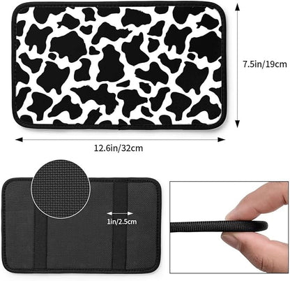 Cow Print Center Console Cover Black Cute Middle Console Armrest Lid Pad Protective Covers Arm Rest Seat Box Pads Protector