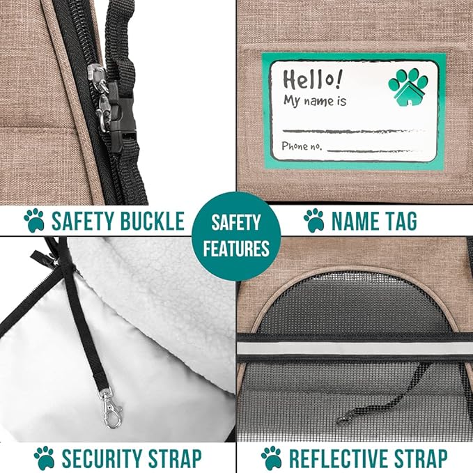 PetAmi Airline Approved Pet Carrier for Cat, Soft Sided Dog Carrier for Small Dog, Cat Travel Supply Accessories Indoor Cat, Ventilated Carrying Bag Medium Large Kitten Puppy, Small Heather Taupe