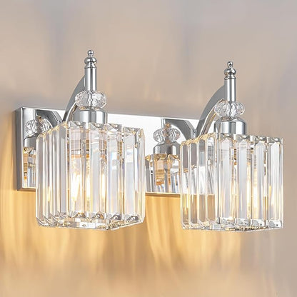 BBLLWJ Modern Bathroom Vanity Light 2-Light Chrome Crystal Light Fixtures Over