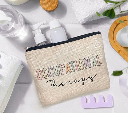 IWXYI Boho Therapist Occupational Therapy Makeup Bag, White, Rectangular, Zipper Closure, Perfect for Everyday Use, Travel, Storage