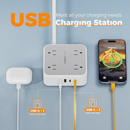 TESSAN Surge Protector Power Strip, 5 FT Extension Cord