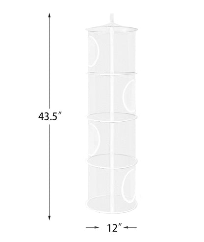 Libeder Mesh Hanging Storage Space Saver Bags Organizer,Foldable Storage Organizer 4 Compartments Toy Storage Basket for Kids Room Bathroom 2 Sets, White