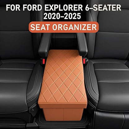 Seat Aisle Storage Box for Ford Explorer 6-Passenger Models – Organizer Rear Seats Passage – Foldable, Easy Installation, for Ford Explorer ST XLT Accessories 2020 to 2025 (Orange)
