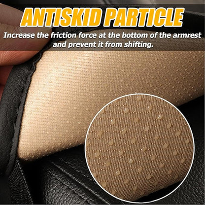 Car Armrest Seat Box Cover, Comfortable Leather Automotive Center Console Cushion Pad, Soft Waterproof Vehicle Arm Rest Protector Mat Accessories, Universal for RV, SUV, Truck (Black/Blue)