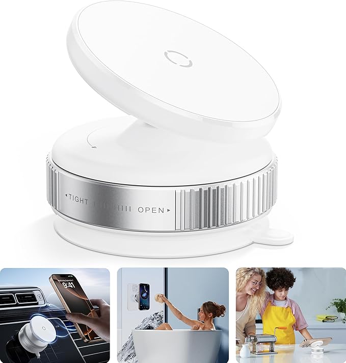Latest Magnetic Car Phone Holder Ultra Vacuum Suction Cup Phone Mount Magnetic Car Mount Cell Phone Holder for Your Car Accessories for iPhone 15 14 13 12 Android (White)