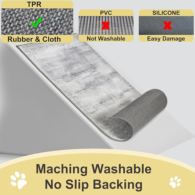 COMSLE Door Mat, Front Door Mat Indoor for Entrance Faux Wool Absorbent Non Slip Modern Throw Rug for Entryway Hallway Muddy Paws - Pet Friendly, 24x36 Inches,Linear Gray Machine Washable