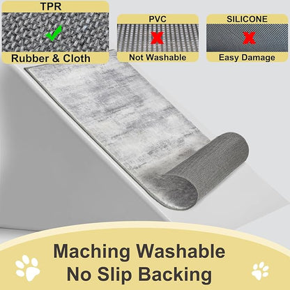 COMSLE Door Mat, Front Door Mat Indoor for Entrance Faux Wool Absorbent Non Slip Modern Throw Rug for Entryway Hallway Muddy Paws - Pet Friendly, 24x36 Inches,Linear Gray Machine Washable