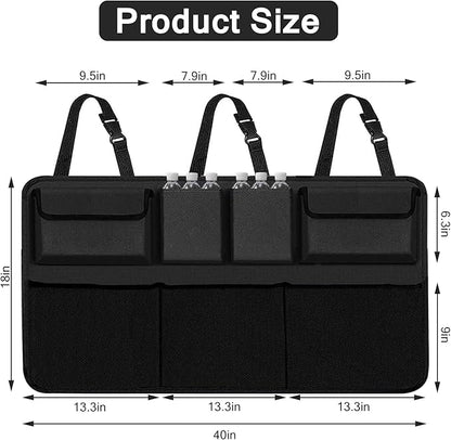 Car Trunk Organizer and Storage, Backseat Hanging Organizer for SUV, Truck, MPV,Van Collapsible Cargo Storage Bag with 7 Pockets, Car Interior Accessories for Men and Women