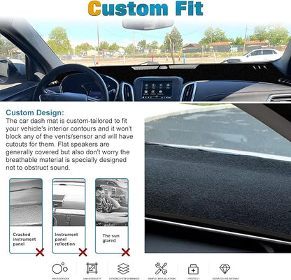 x xotic tech Center Console Dashboard Mat Pre-Cut Non-Slip Sunshield Sun Glare Protector Dash Carpet Pad Black Cover Compatible with Chevy Equinox SUV 2018 2019 2020 2021 2022 2023 2024