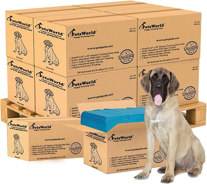 PETSWORLD 2XL Puppy Pads, 28x44 Inch, 1000 Count| Ultra-Absorbent, Leak-Proof Dog Pee Pads for Potty Training
