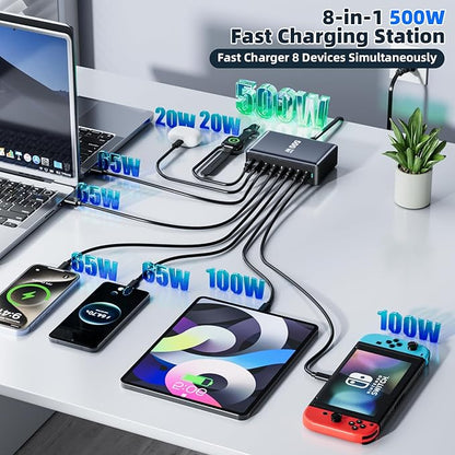 500W Fast Charging 8 Port USB C Charger Block