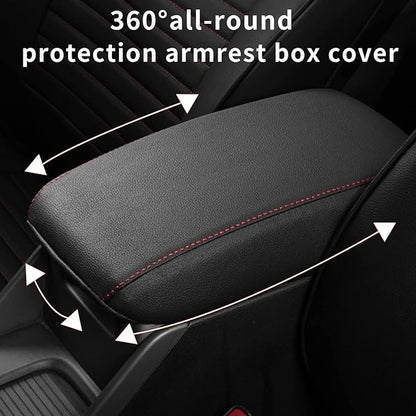 AOMSAZTO Armrest Covers for 2011-2016 Jeep Compass Black with Red Stiches