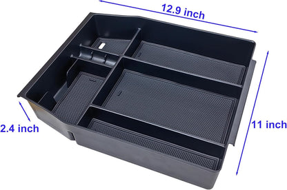 Center Console Organizer Compatible with 2021 2022 2023 2024 Ford F150 Interior Accessories, Armrest Box Insert Storage Tray (Full Console w/Bucket Seats ONLY) Black Trim