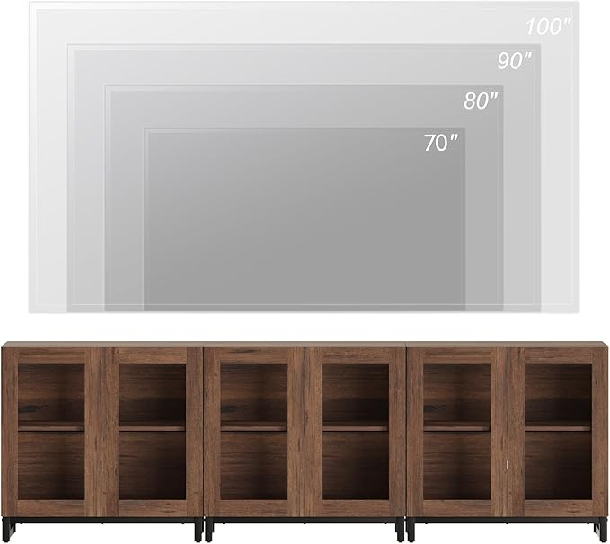 WAMPAT Modern TV Stand with Glass Doors