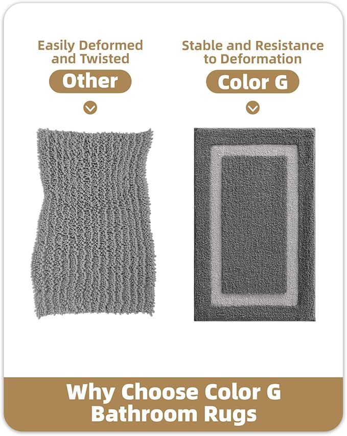 Color&Geometry Bathroom Rugs, Water Absorbent and Quick Dry Microfiber Bath Rugs-24"x36", Non-Slip, Machine Washable, Extra Soft Plush Bath Mats for Bathroom, Laundry Room, Dark and Light Grey
