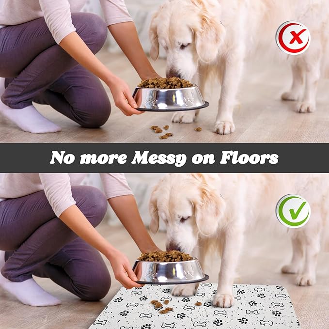 Dog Food Mats,Cat Absorbent Water Bowl Feeding Mats Pet Placemats for Food and Water Spot 16 * 24 inch