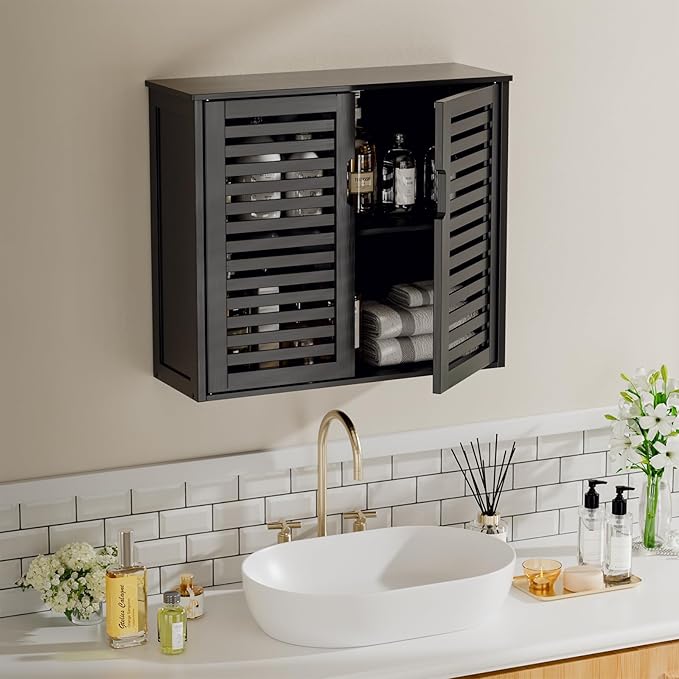 HITNET Black Bathroom Storage Cabinet, Hanging Medicine Cabinet