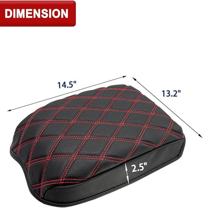 KBH Center Console Armrest Cover for Toyota Tacoma 2016-2023, Interior Accessories, Middle Console Lid Cushion, Arm Rest Cover Protector, Vinyl Leather, Black-Red Stitches