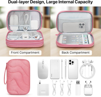Skycase Tech Pouch - Lightweight Electronics Organizer Travel Case, Double Layers Travel Cable Organizer, All-in-One Storage Bag for Charger, Cord, Phone, Flash Drive, Accessories