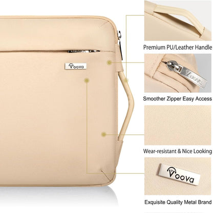 Voova Laptop Sleeve Case 14 15 Inch with Handle, 360° Protective Waterproof Slim Computer Bag Cover Compatible with MacBook Air 15 M2/M3/M4 2024-2025, MacBook Pro 14/15, Hp Chromebook 14, Beige