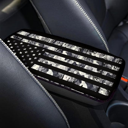 Horeset Camouflage American Flag Auto Armrest Cover Center Console Anti-Scratch Car Armrest Seat Box Pad Accessories Interior Decor Fit Most Vehicle