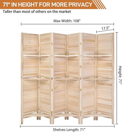 Bonnlo 6 Panels Wood Room Divider