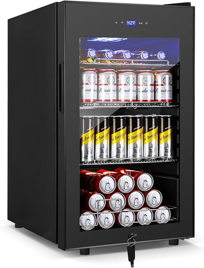 17Inch Beverage Refrigerator and Cooler Freestanding, 96 Cans Mini Fridge