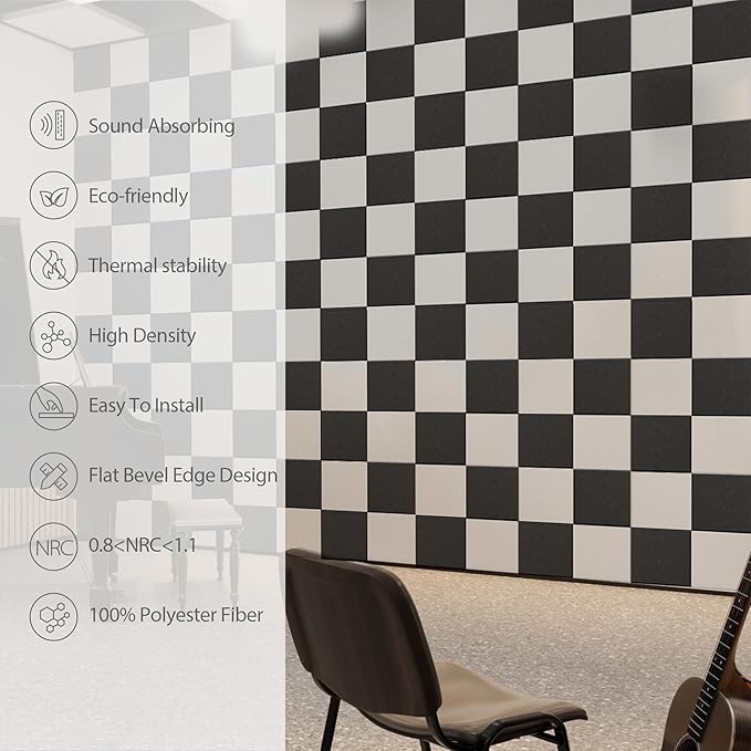 Amantech 12 Pack Acoustic Panels Self Adhesive Sound Proof Foam, High Density