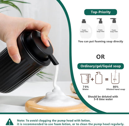 BosilunLife Black Bathroom Accessories Set - Ceramic Bathroom Counter Soap Set Bathroom Decor Sets Accessories Bathroom Lotion Soap Dispenser and Toothbrush Holder Set, Soap Dish, Apothecary Jars