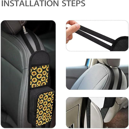 Sunflower Automatic Seat Storage Hanging Bag Car Seat Side Organizer Multifunctional Multi-Pocket Drink Holder Car Travel Accessories Suitable for All Cars