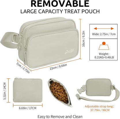Dog Training Treat Pouch Fanny Pack,Dog Waist Belt,Dogs Walking Bag Crossbody with Poop Bags,Puppy Treat Bag Training Pouch (Khaki)