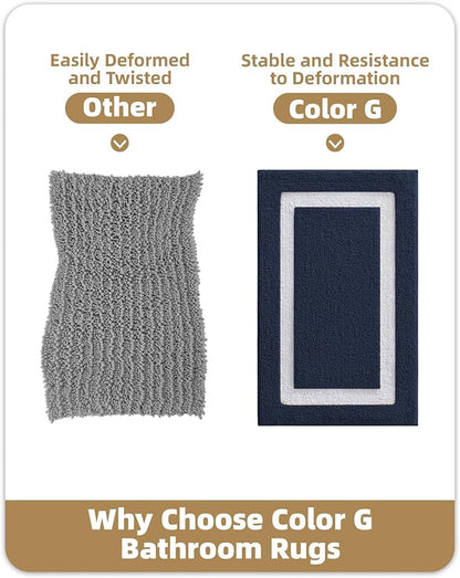 Color&Geometry Bathroom Rugs, Water Absorbent and Quick Dry Microfiber Bath Rugs-16"x24", Non-Slip, Machine Washable, Extra Soft Plush Bath Mats for Bathroom, Laundry Room, Blue White