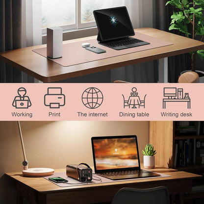 DAWNTREES Desk Mat Protector,PU Leather Desk Pad,Non Slip, Large Mouse Pad and Keyboard Mat, Waterproof Writing Pad for Office and Home (Pink)