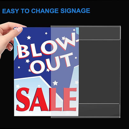 Dingelex Acrylic 8.5x11 Horizontal Sign Holder, 12 Pack, No Drilling