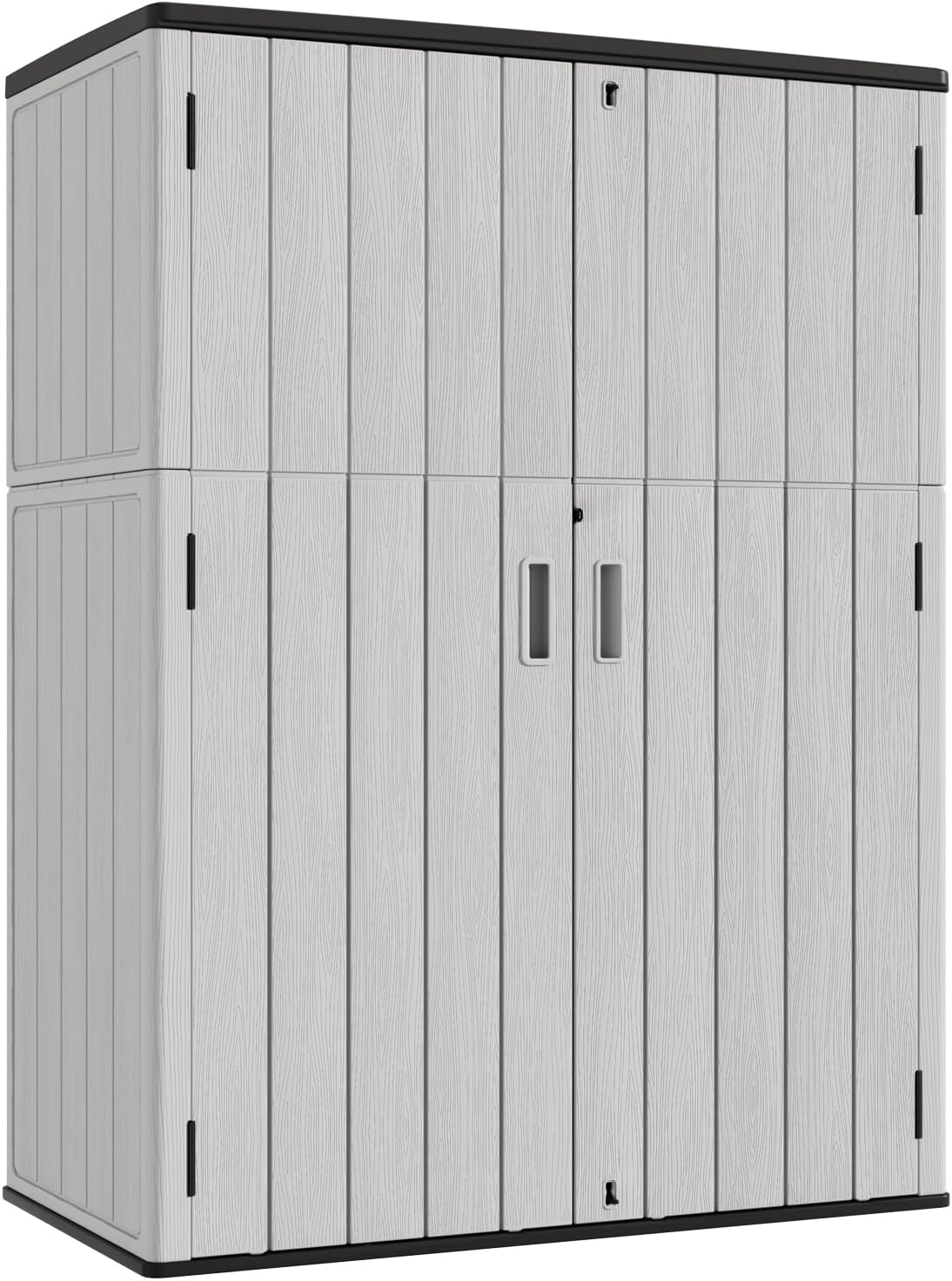 KINYING Outdoor Vertical Storage Shed,57 Cu.ft Outdoor Storage Cabinet Waterproof,Resin Sheds & Outdoor Storage Clearance for Garden,Patio,Backyard,Lockable (Grey)