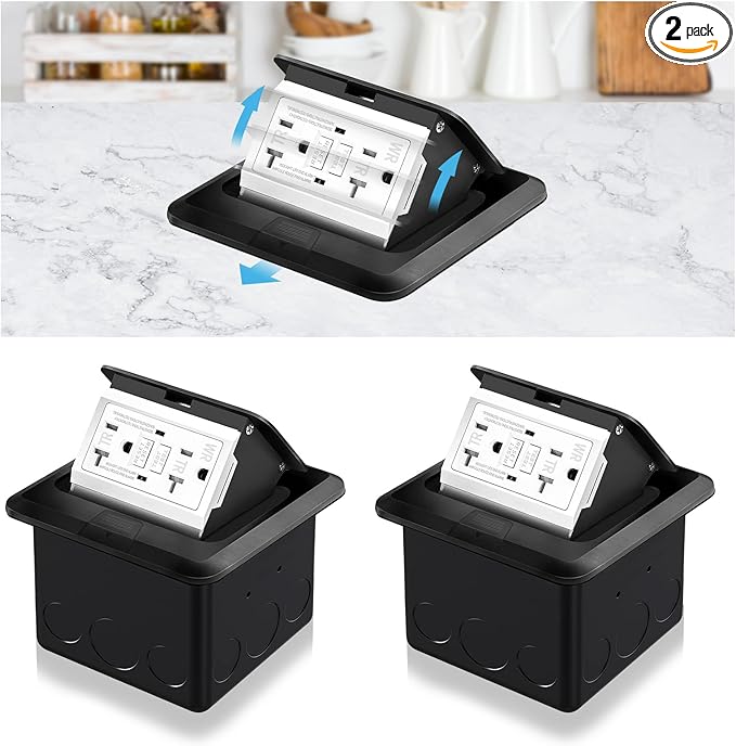 Vagueior Recessed Floor Electrical Outlet Kit, Waterproof Electrical Outlet