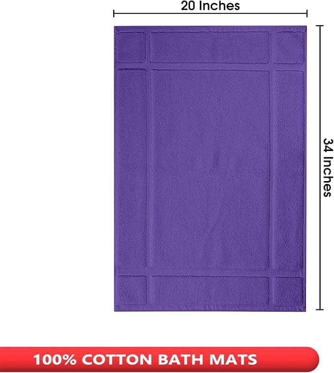Ample Decor Cotton Bath Mats 34 X 20 Inches, 1350 GSM Oeko Tex Certified Solid Construction Thick & Plush, for Bathroom Floor, Shower – Purple