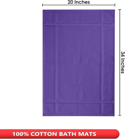 Ample Decor Cotton Bath Mats 34 X 20 Inches, 1350 GSM Oeko Tex Certified Solid Construction Thick & Plush, for Bathroom Floor, Shower – Purple