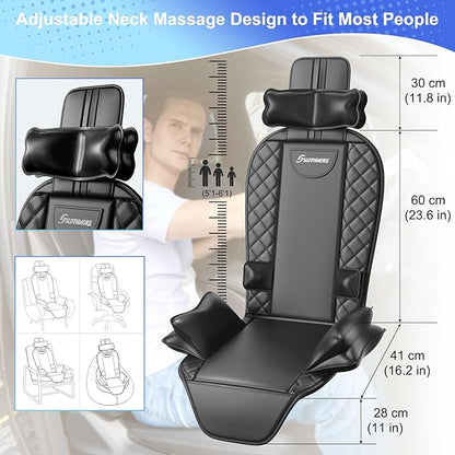 Back Massager with Heat & Traction & Vibration, Seat Massager Pad