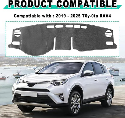 Dash Cover Mat, Center Console Cover Sunshield Protector, Dashboard Cover Compatible with T0y0ta RAV 4 2019 2020 2021 2022 2023 2024 2015 (Gray Trim)