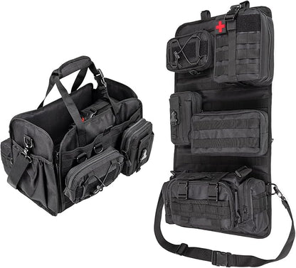 Universal Tactical Car Seat Back Organizer Patrol Bag Tactical Molle Vehicle Organizers with 5 Detachable Molle Pouches Multi-function Designed