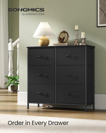 SONGMICS Dresser for Bedroom, Chest of Drawers, TV Stand, 6 Non-Woven Fabric